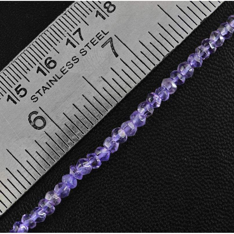gemsmore:Natural Faceted Purple Amethyst Drilled Beads Strand - Round Shape
