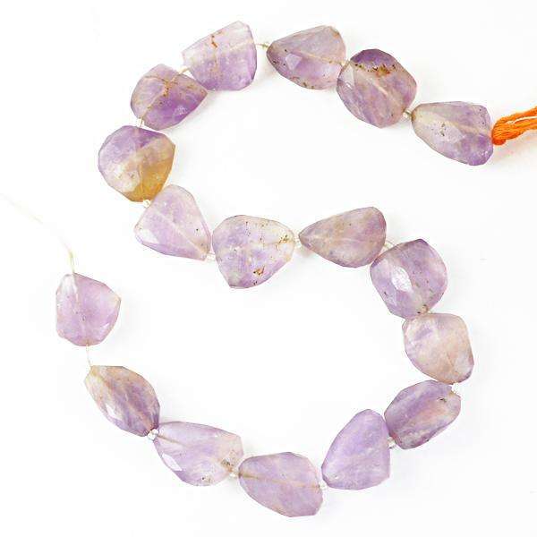 gemsmore:Natural Faceted Purple Amethyst Drilled Beads Strand