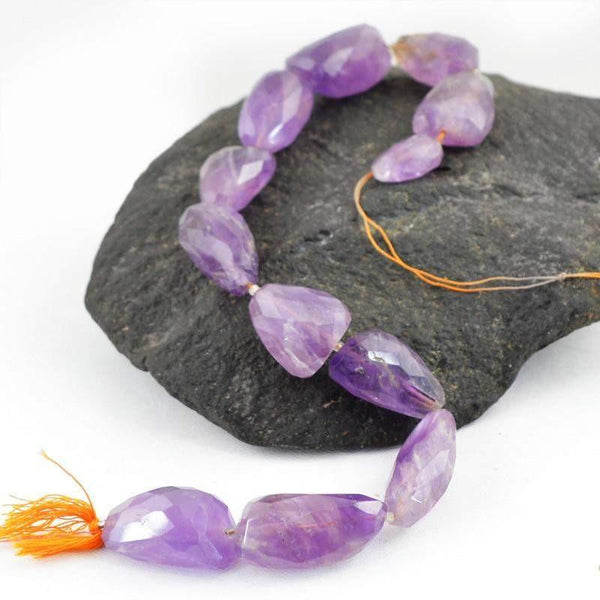 gemsmore:Natural Faceted Purple Amethyst Drilled Beads Strand