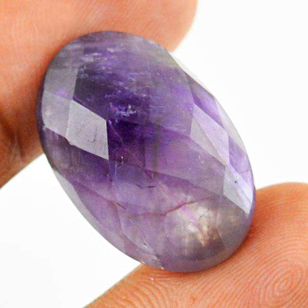 gemsmore:Natural Faceted Purple Amethyst Oval Shape Loose Gemstone