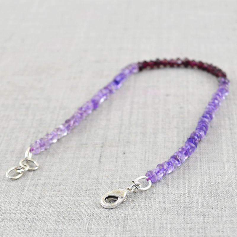 gemsmore:Natural Faceted Purple Amethyst & Red Garnet Beads Bracelet - Round Shape