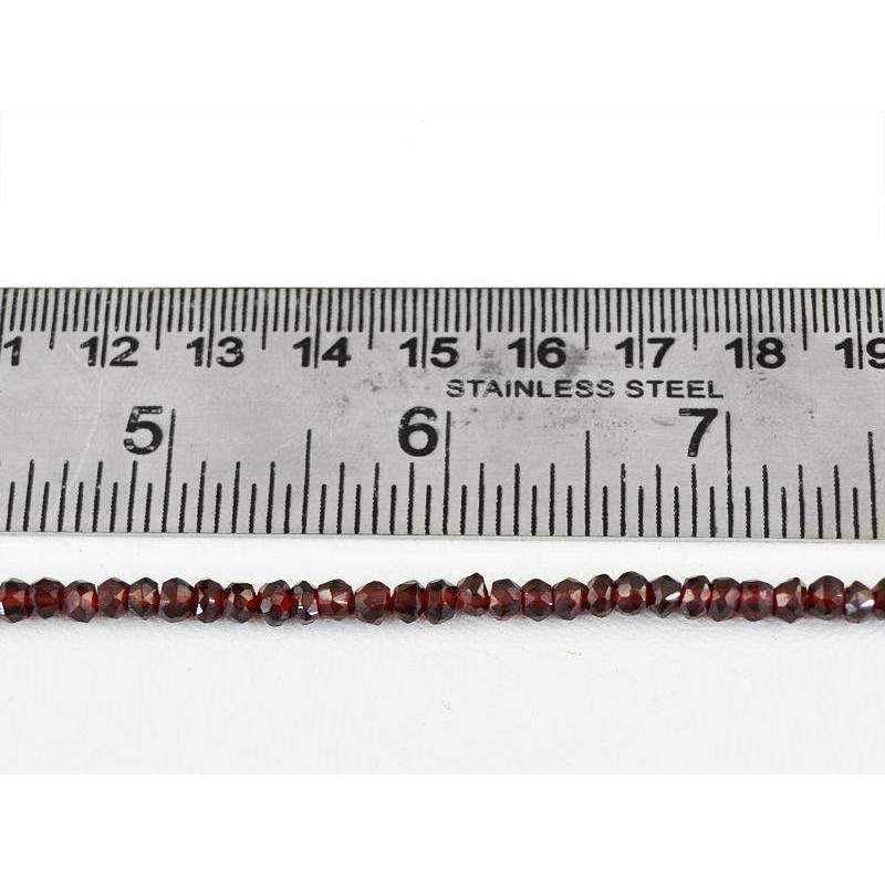 gemsmore:Natural Faceted Red Garnet Drilled Beads Strand Round Shape