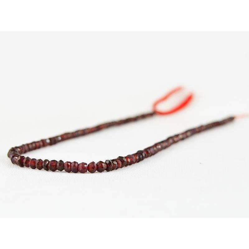 gemsmore:Natural Faceted Red Garnet Drilled Beads Strand Round Shape