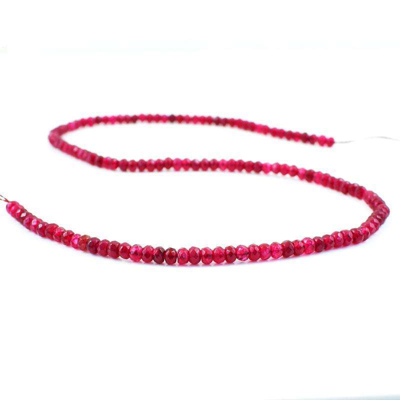 gemsmore:Natural Faceted Red Garnet Round Shape Drilled Beads Strand