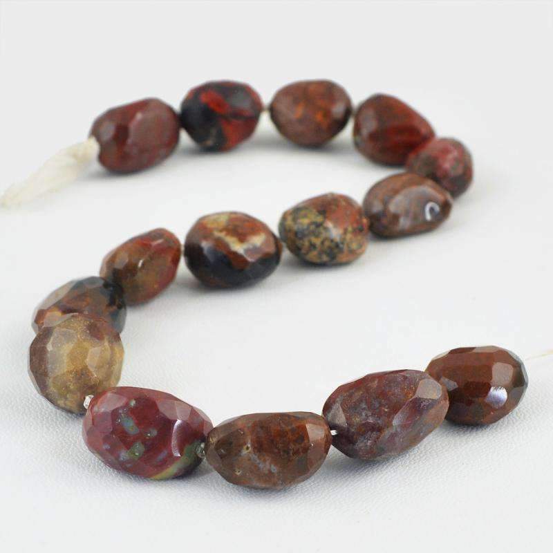 gemsmore:Natural Faceted Red Jasper Strand Drilled Beads