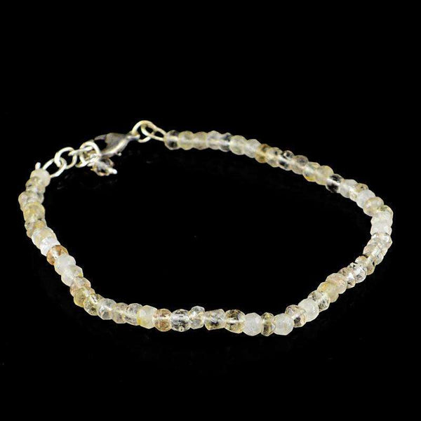 gemsmore:Natural Faceted Rutile Quartz Bracelet Round Shape Beads