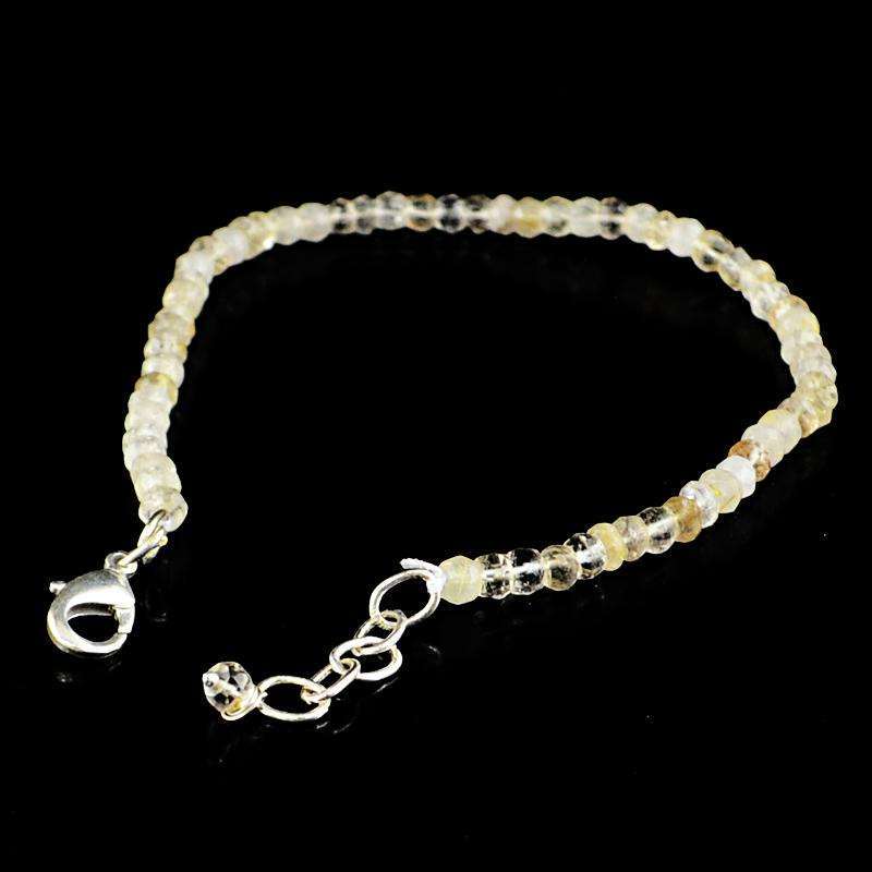 gemsmore:Natural Faceted Rutile Quartz Bracelet Round Shape Beads