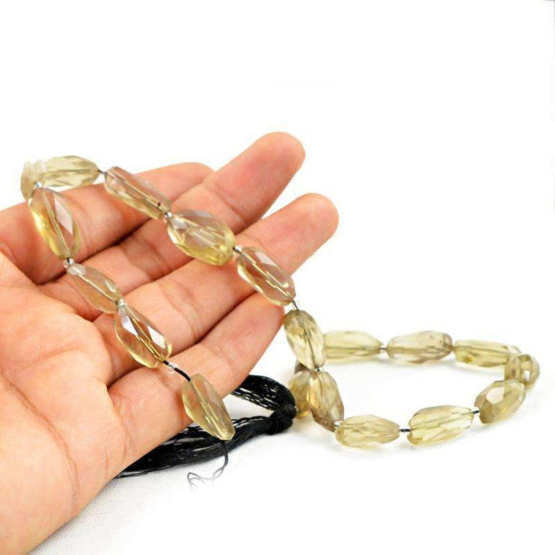 gemsmore:Natural Faceted Smoky Quartz Beads Strand - Drilled