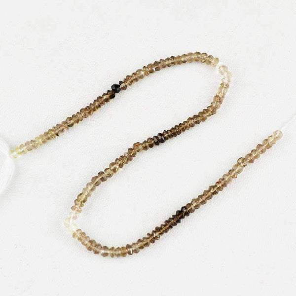 gemsmore:Natural Faceted Smoky Quartz Beads Strand - Round Shape Drilled