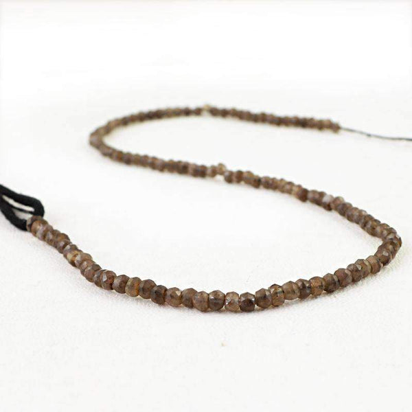 gemsmore:Natural Faceted Smoky Quartz Beads Strand - Round Shape Drilled