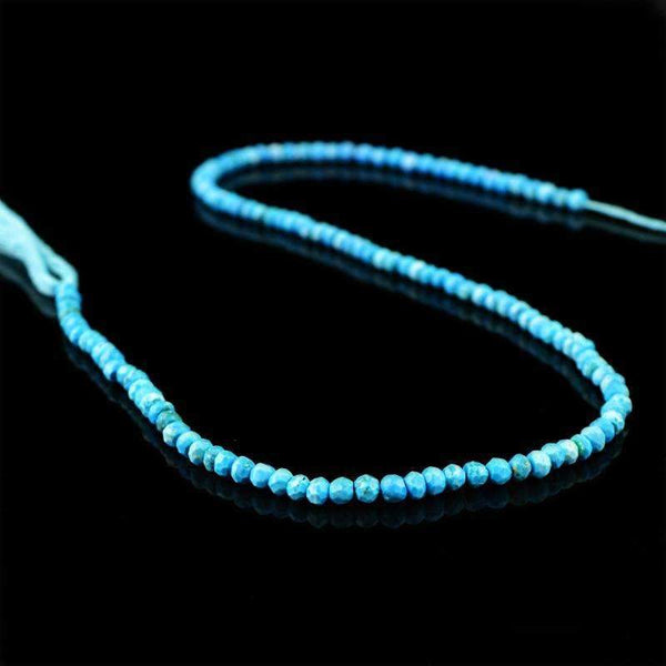 gemsmore:Natural Faceted Turquoise Beads Strand - Drilled Round Shape