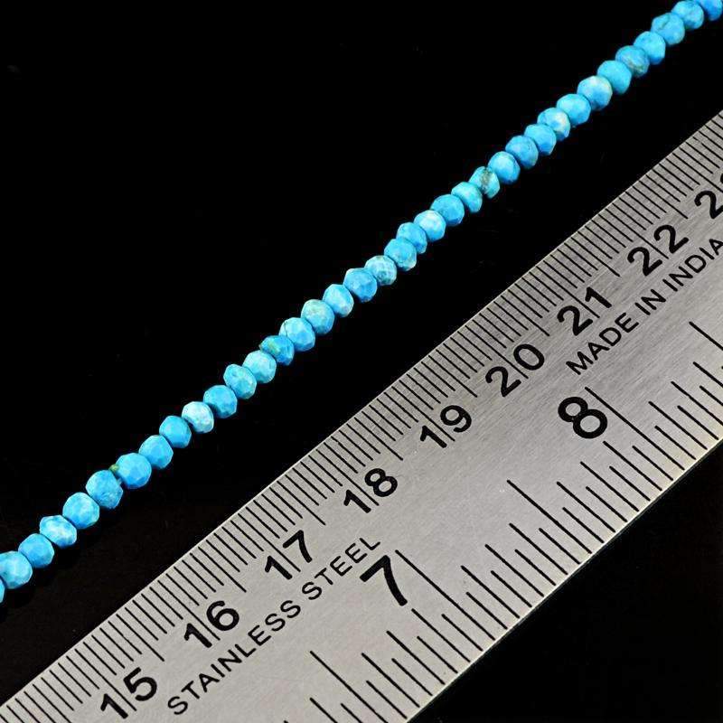gemsmore:Natural Faceted Turquoise Beads Strand - Drilled Round Shape