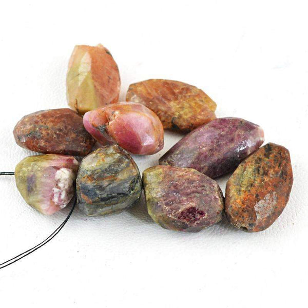 gemsmore:Natural Faceted Watermelon Tourmaline Drilled Beads Lot