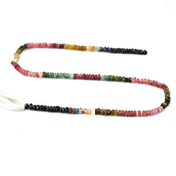 gemsmore:Natural Faceted Watermelon Tourmaline Drilled Beads Strand