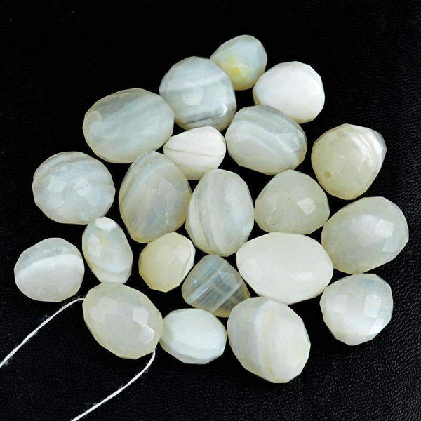 gemsmore:Natural Faceted White Agate Beads Lot - Drilled