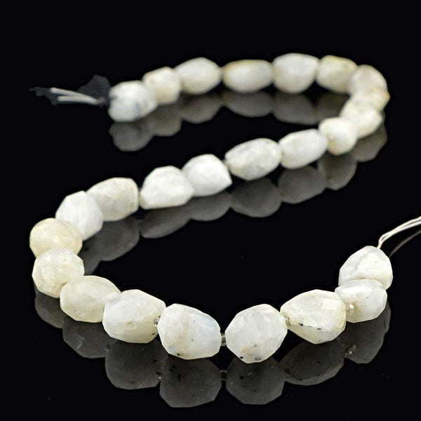 gemsmore:Natural Faceted White Agate Beads Strand