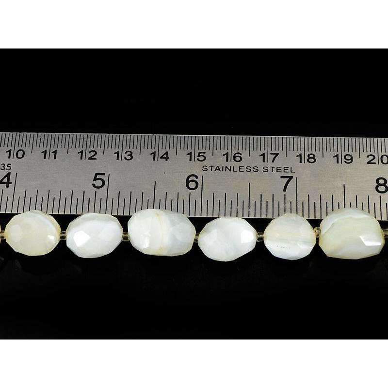 gemsmore:Natural Faceted White Agate Drilled Beads Strand