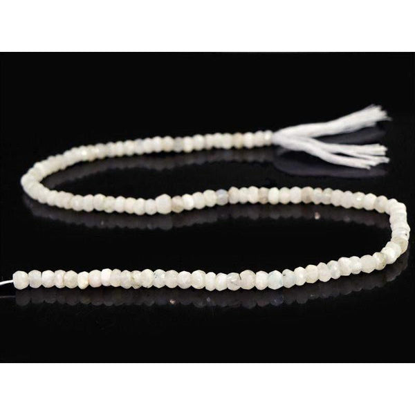 gemsmore:Natural Faceted White Moonstone Beads Strand