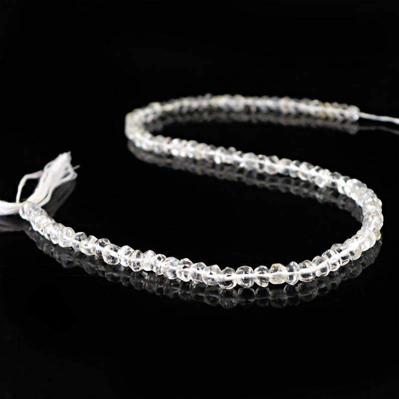 gemsmore:Natural Faceted White Quartz Beads Strand - Drilled