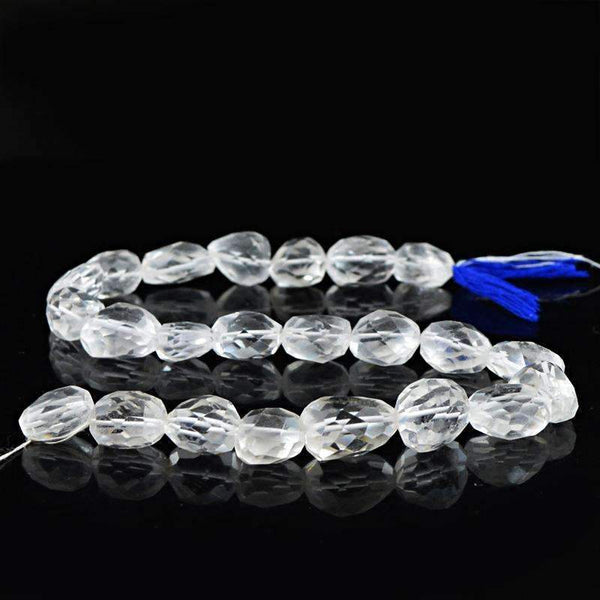 gemsmore:Natural Faceted White Quartz Beads Strand - Drilled