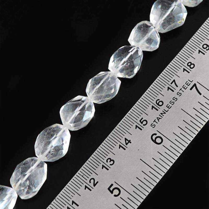 gemsmore:Natural Faceted White Quartz Beads Strand - Drilled