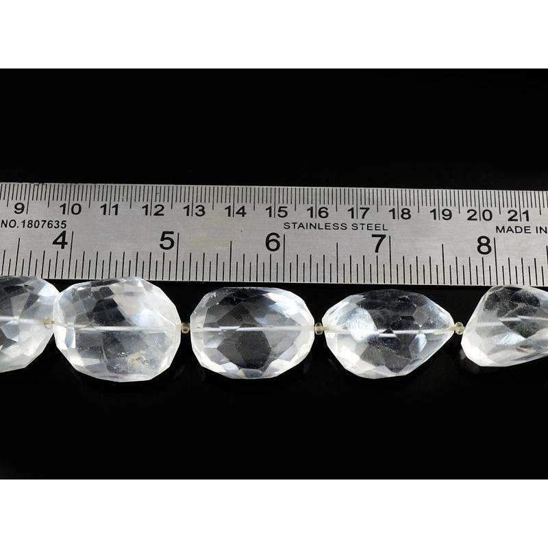 gemsmore:Natural Faceted White Quartz Drilled Beads Strand