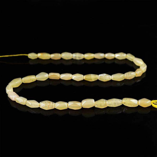 gemsmore:Natural Faceted Yellow Aventurine Drilled Beads Strand