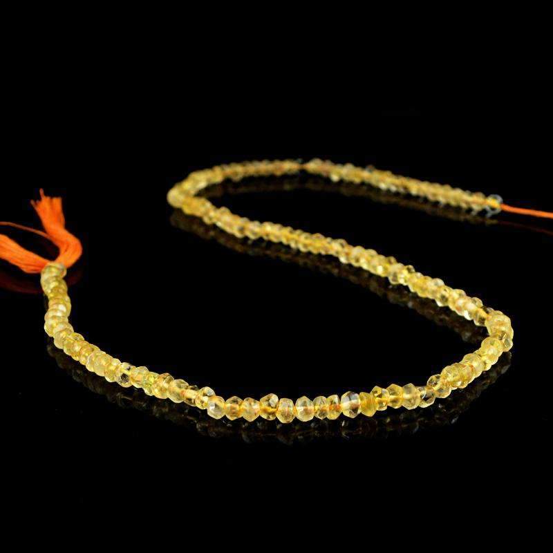 gemsmore:Natural Faceted Yellow Citrine Drilled Beads Strand - Round Shape
