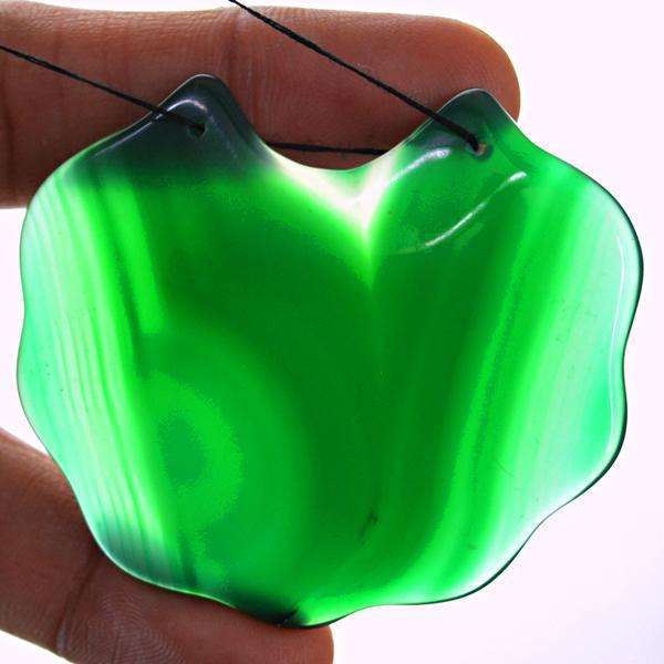 gemsmore:Natural Fancy Green Onyx Loose Drilled Gemstone
