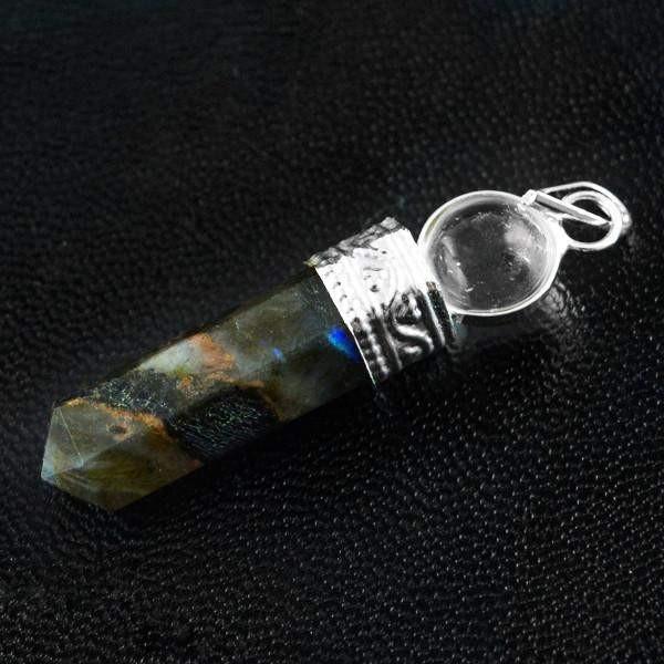 gemsmore:Natural Flash Labradorite Reiki Healing Ball Point Pendant