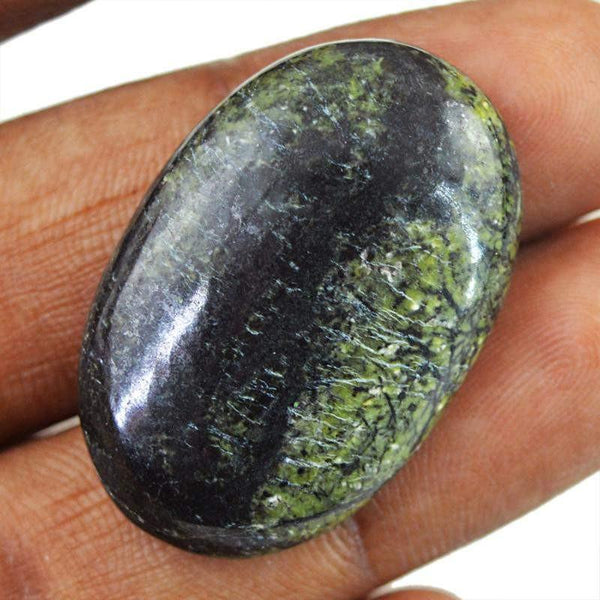 gemsmore:Natural Forest Green Jasper Oval Shape Gemstone