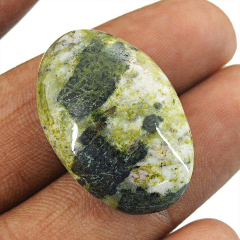 gemsmore:Natural Forest Green Jasper Oval Shape Gemstone