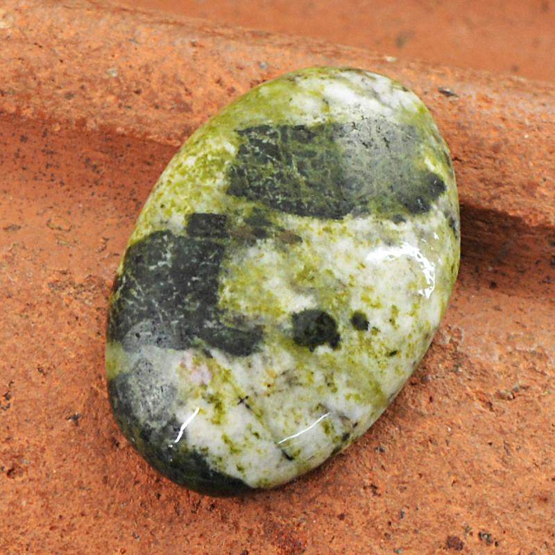 gemsmore:Natural Forest Green Jasper Oval Shape Gemstone