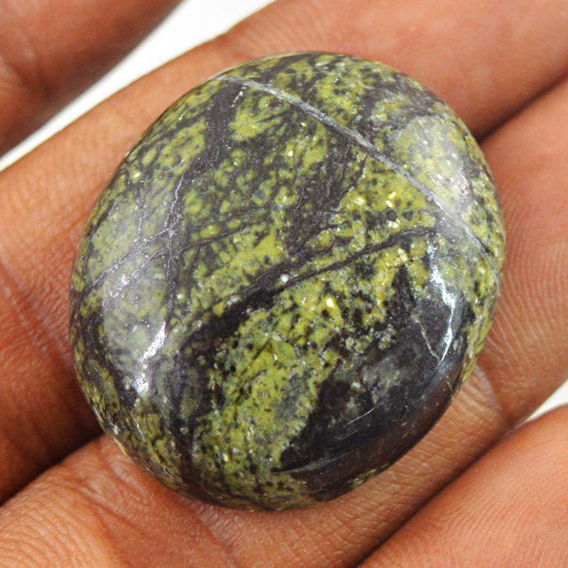 gemsmore:Natural Forest Green Jasper Oval Shape Loose Gemstone