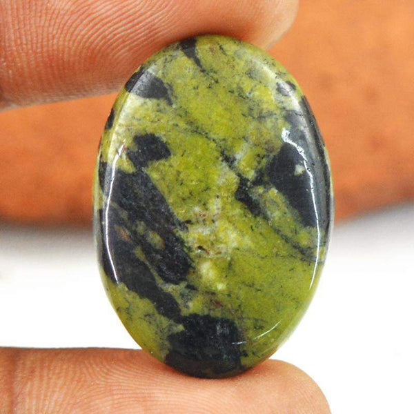 gemsmore:Natural Forest Green Jasper Oval Shape Loose Gemstone