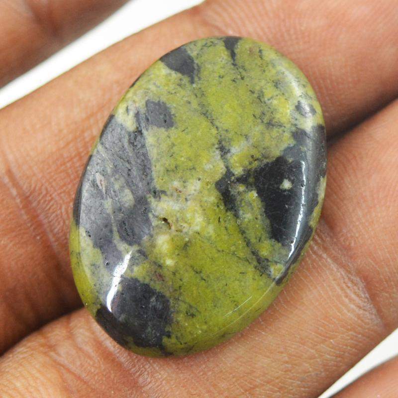 gemsmore:Natural Forest Green Jasper Oval Shape Loose Gemstone