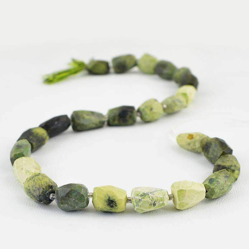gemsmore:Natural Forest Green Jasper Strand Faceted Drilled Beads