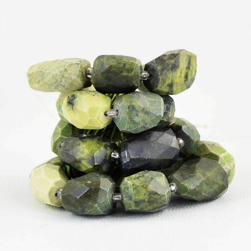 gemsmore:Natural Forest Green Jasper Strand Faceted Drilled Beads