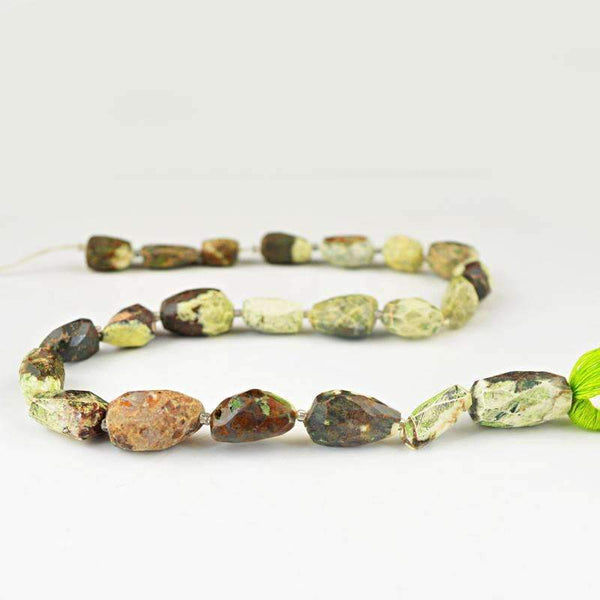 gemsmore:Natural Garden Jasper Beads Strand Untreated Faceted Drilled