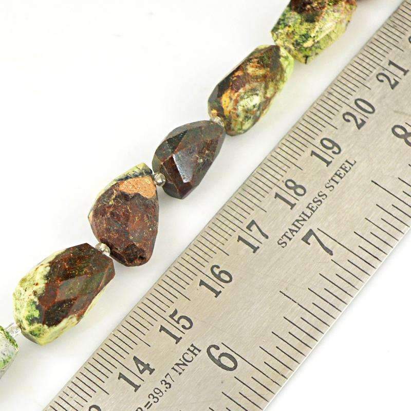 gemsmore:Natural Garden Jasper Beads Strand Untreated Faceted Drilled