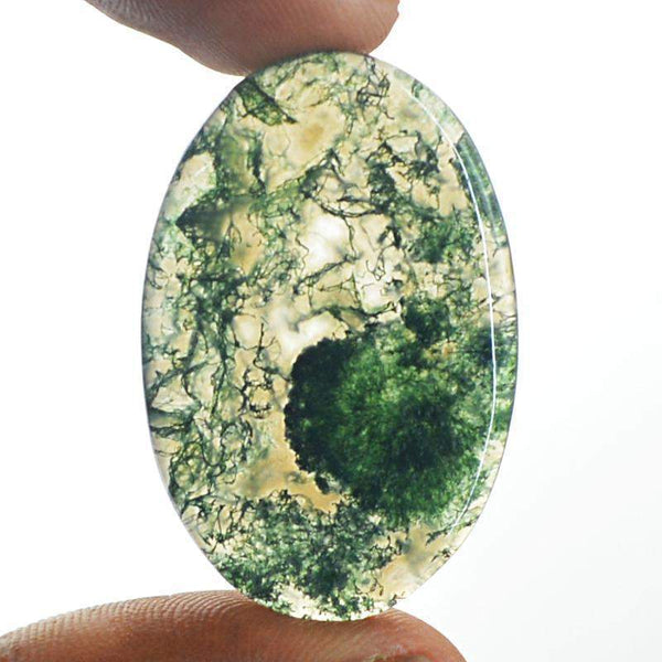 gemsmore:Natural Genuine Moss Agate Oval Shape Gemstone