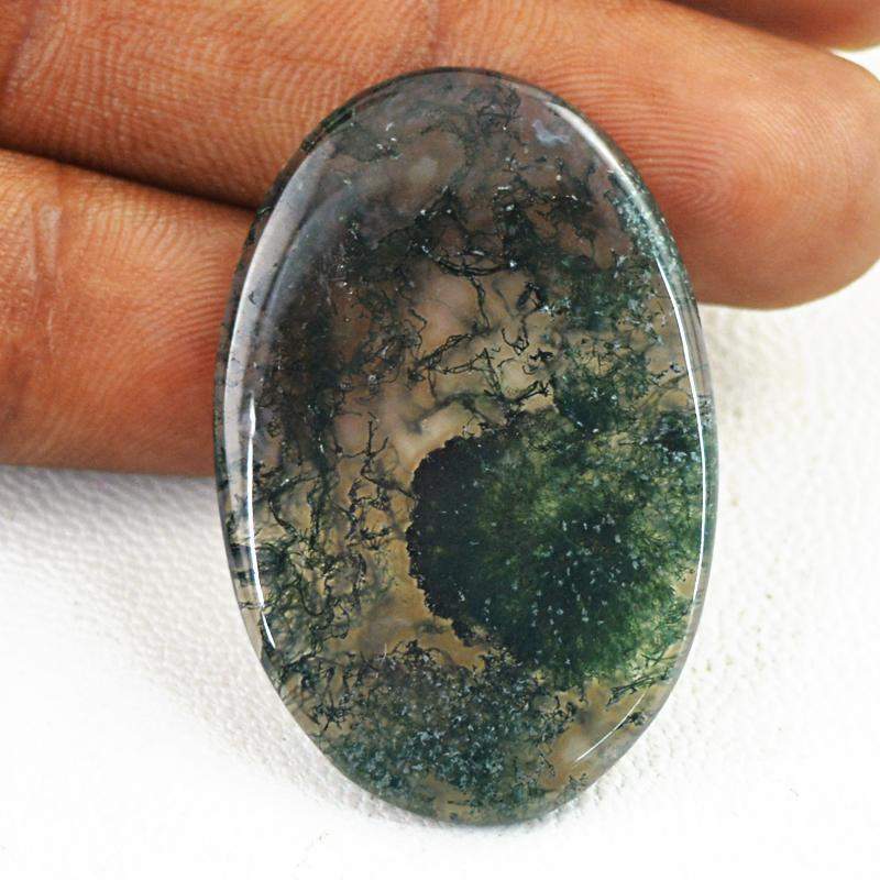 gemsmore:Natural Genuine Moss Agate Oval Shape Gemstone