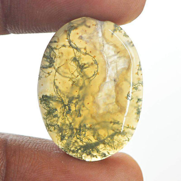 gemsmore:Natural Genuine Moss Agate Oval Shape Gemstone