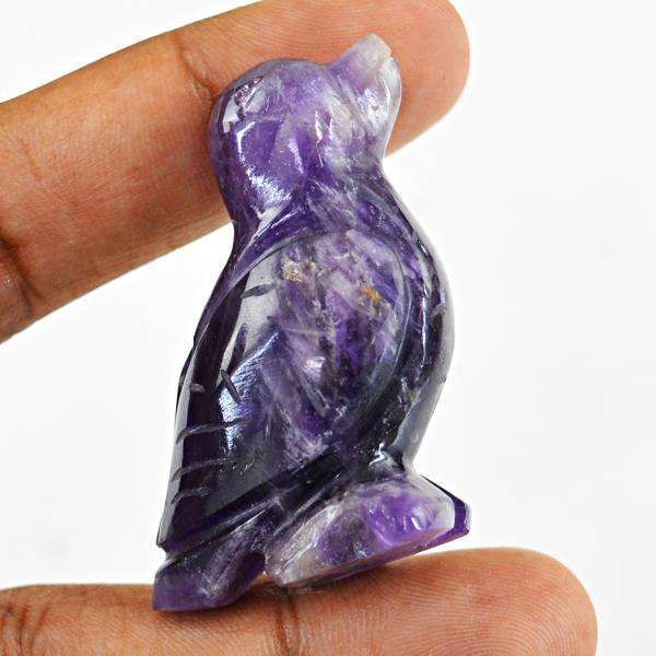 gemsmore:Natural Genuine Purple Amethyst Hand Carved Penguin