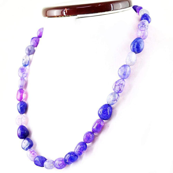 gemsmore:Natural Genuine Purple Onyx Necklace Untreated Beads