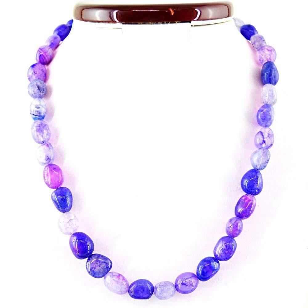gemsmore:Natural Genuine Purple Onyx Necklace Untreated Beads