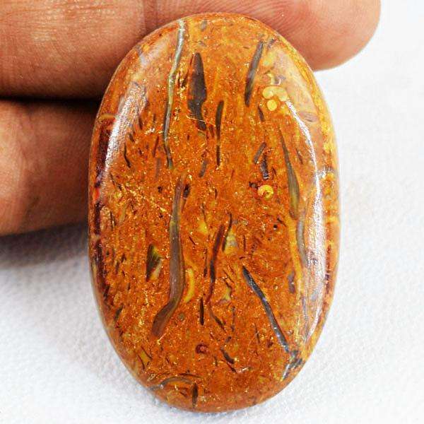 gemsmore:Natural Golden Art Jasper Oval Shape Untreated Loose Gemstone