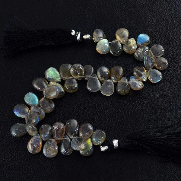 gemsmore:Natural Golden & Blue Flash Labradorite Beads Strand