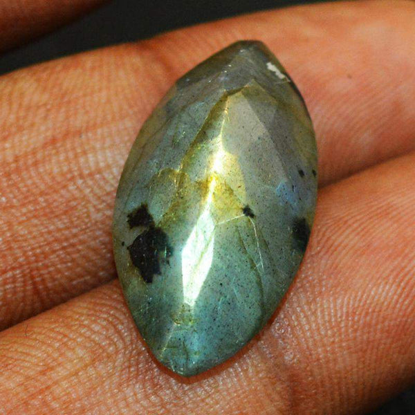 gemsmore:Natural Golden & Blue Flash Labradorite Checkered Cut Gemstone