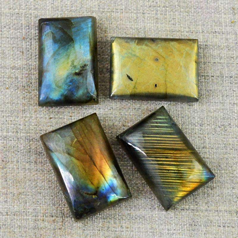 gemsmore:Natural Golden & Blue Flash Labradorite Gemstone Lot Rectangular Shape